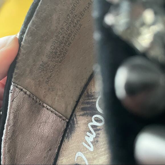 Sam Edelman Lorissa black spiked pumps open toe leather studded heels size 8 - Picture 11 of 12